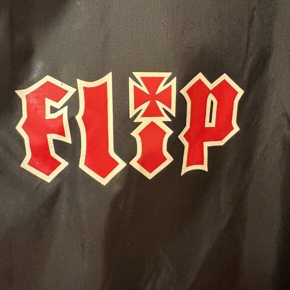 Vintage Flip Skateboards Jacket Black Red Light Jacket 90s Skater Size XL - Picture 2 of 13